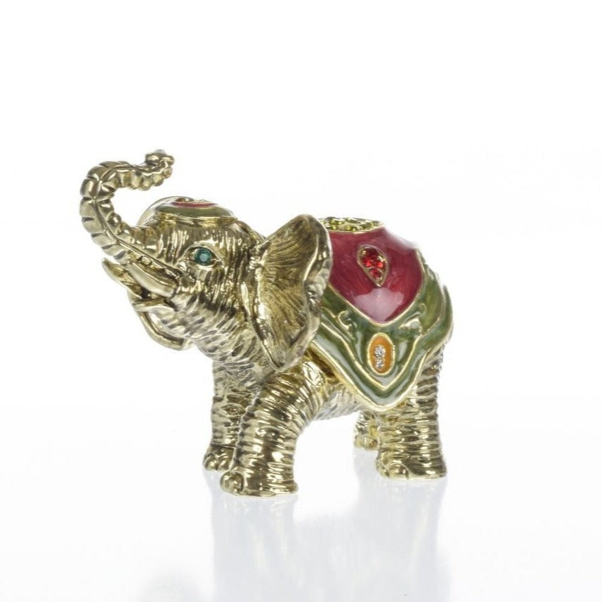 Gold Elephant Trinket Box Decorated with Swarovski Crystals-0