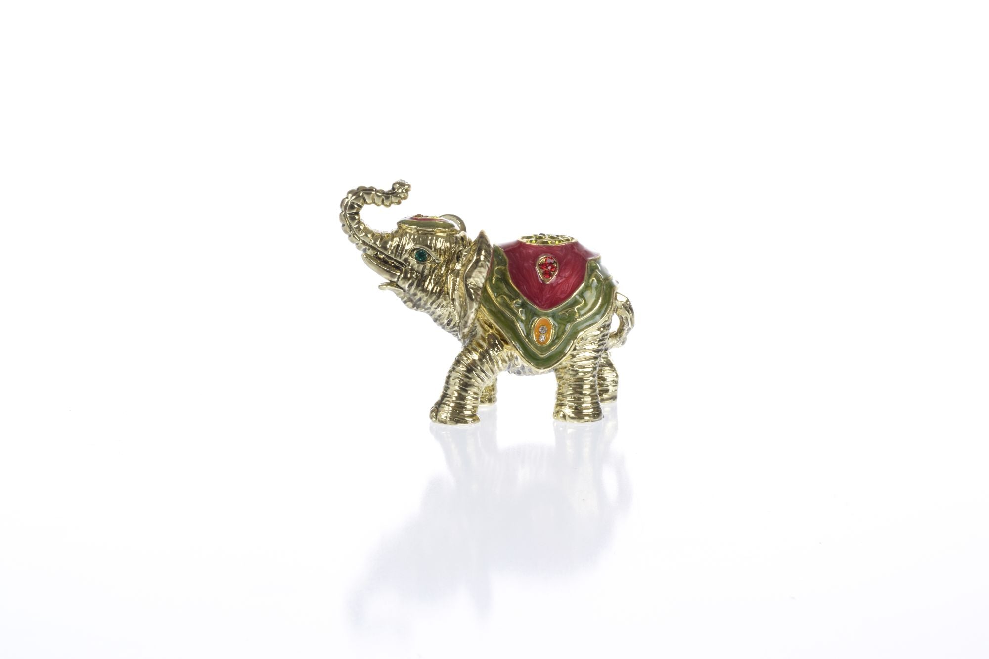 Gold Elephant Trinket Box Decorated with Swarovski Crystals-3