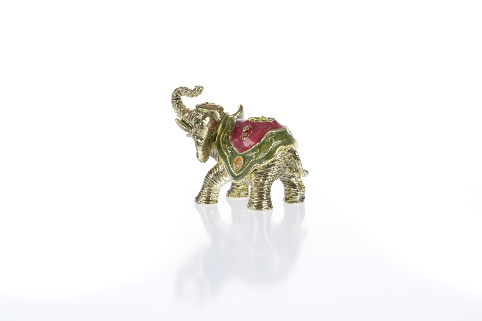 Gold Elephant Trinket Box Decorated with Swarovski Crystals-4