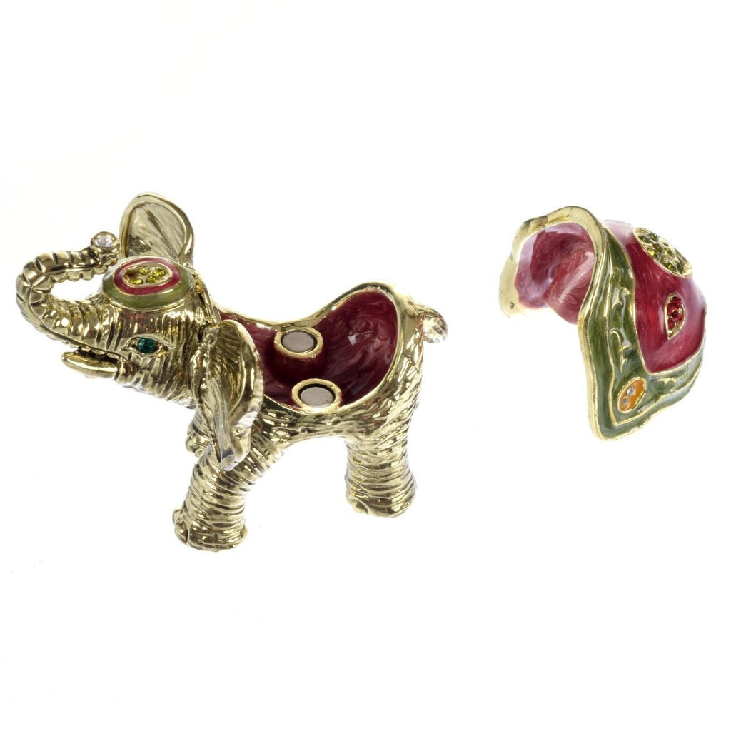 Gold Elephant Trinket Box Decorated with Swarovski Crystals-1