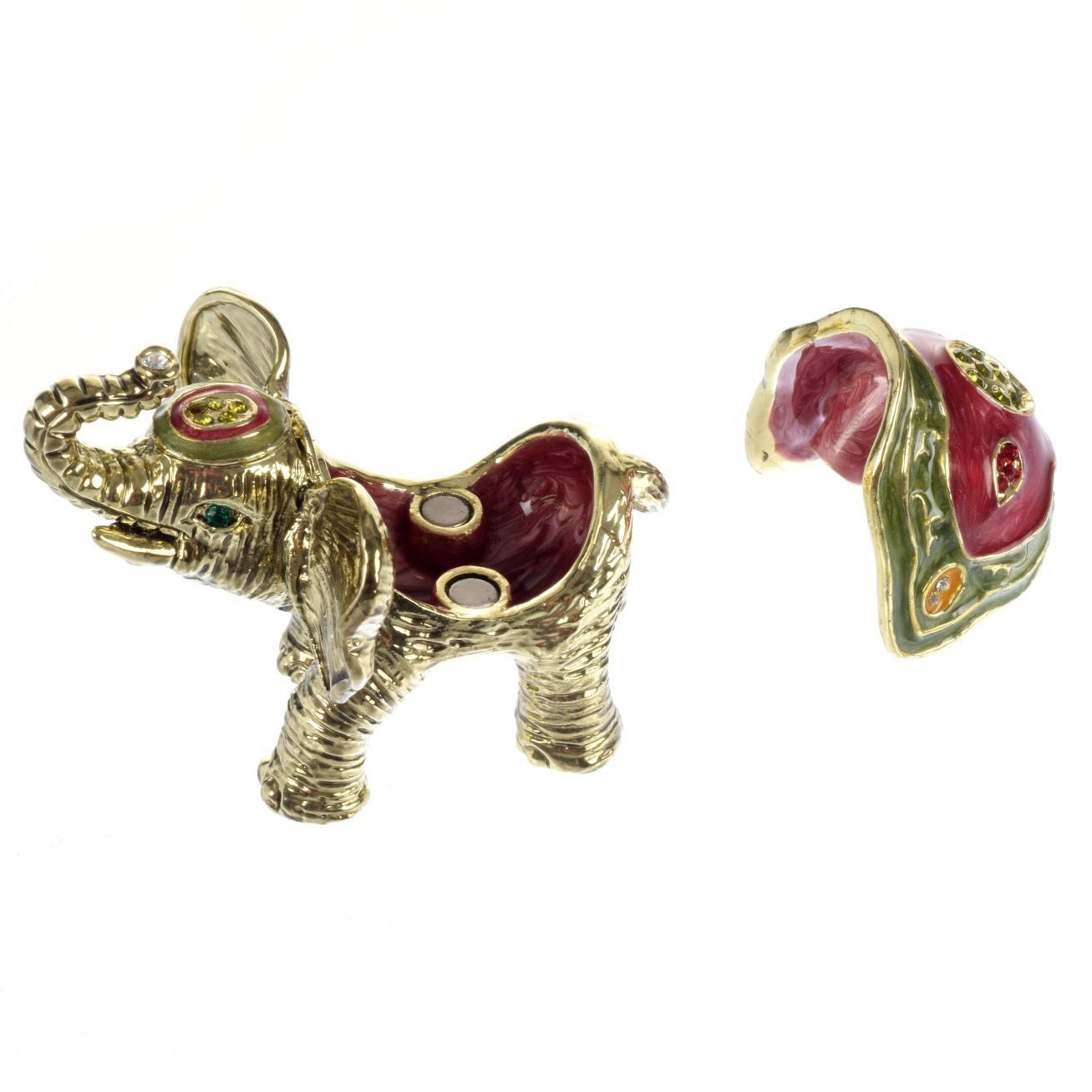 Gold Elephant Trinket Box Decorated with Swarovski Crystals-1