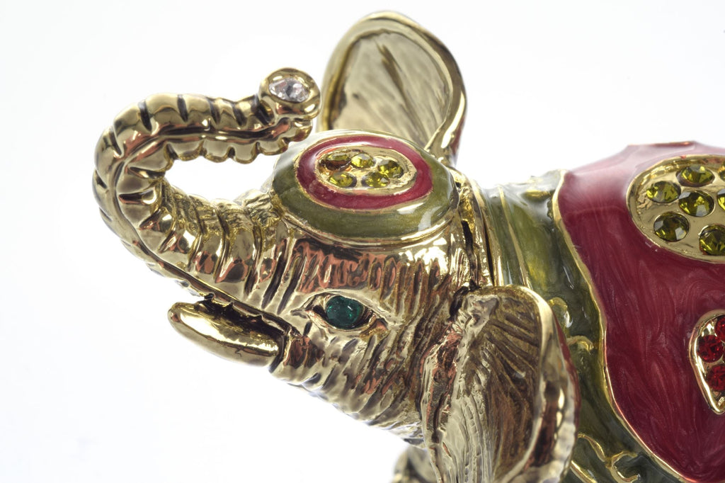 Gold Elephant Trinket Box Decorated with Swarovski Crystals-2