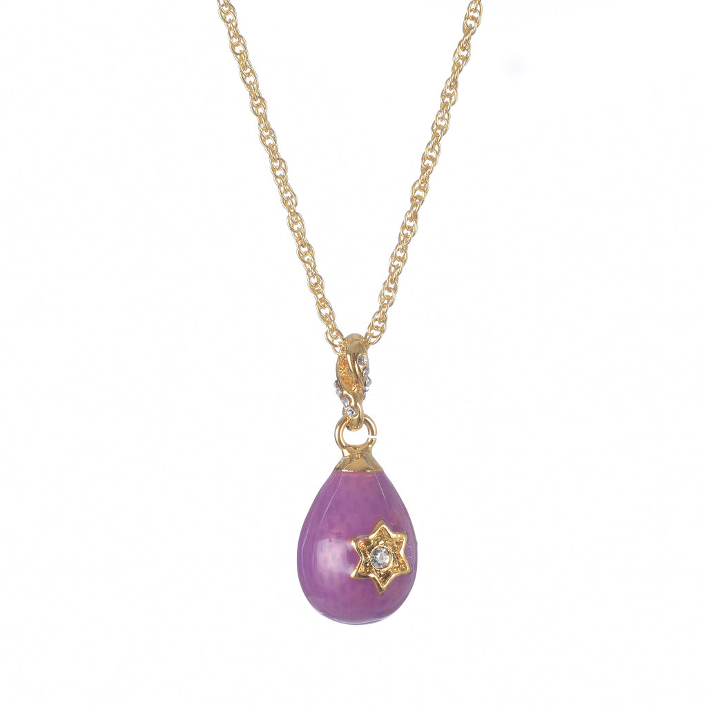Purple Egg Star of David Pendant Gold Necklace-0