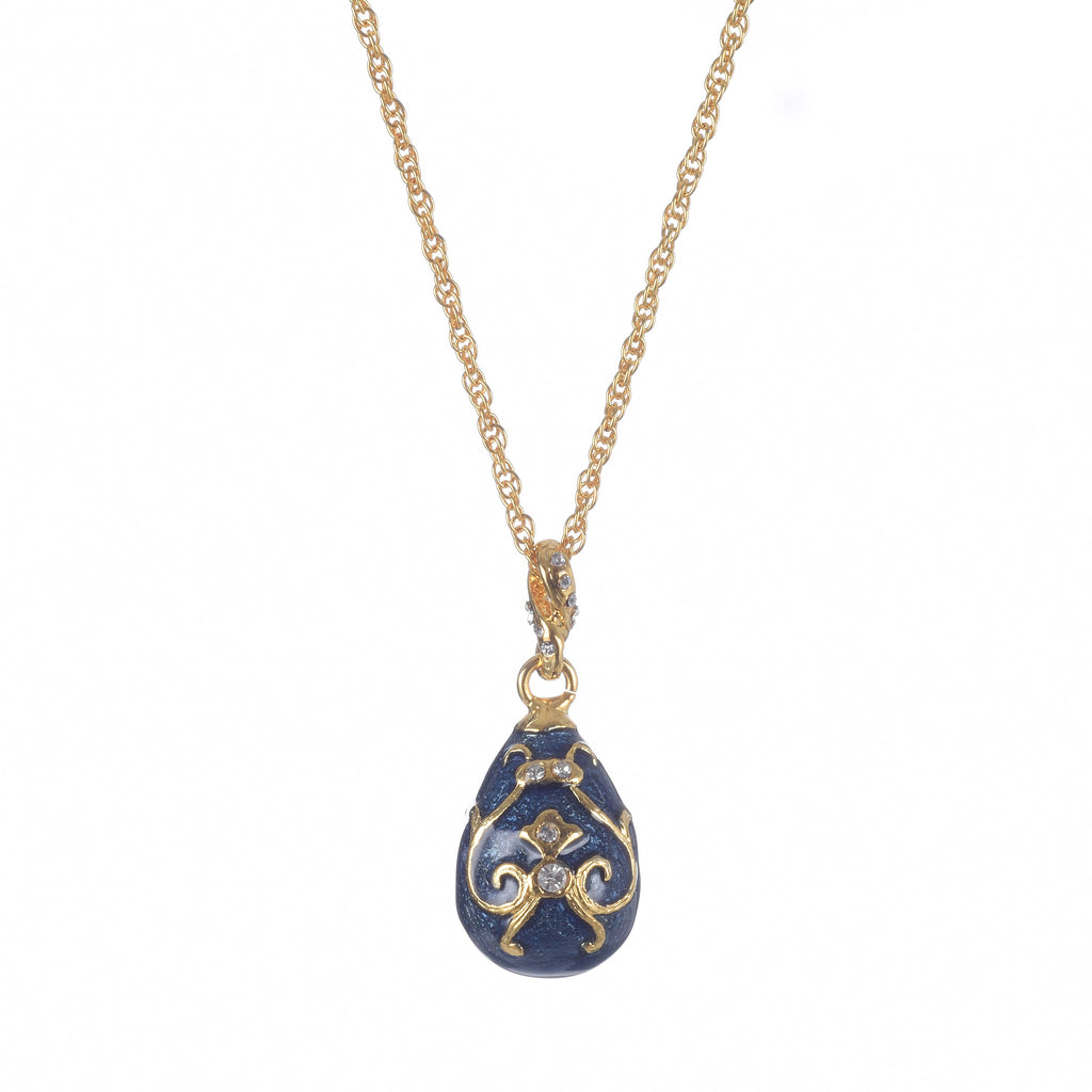 Blue & Gold Egg Pendant Necklace-0