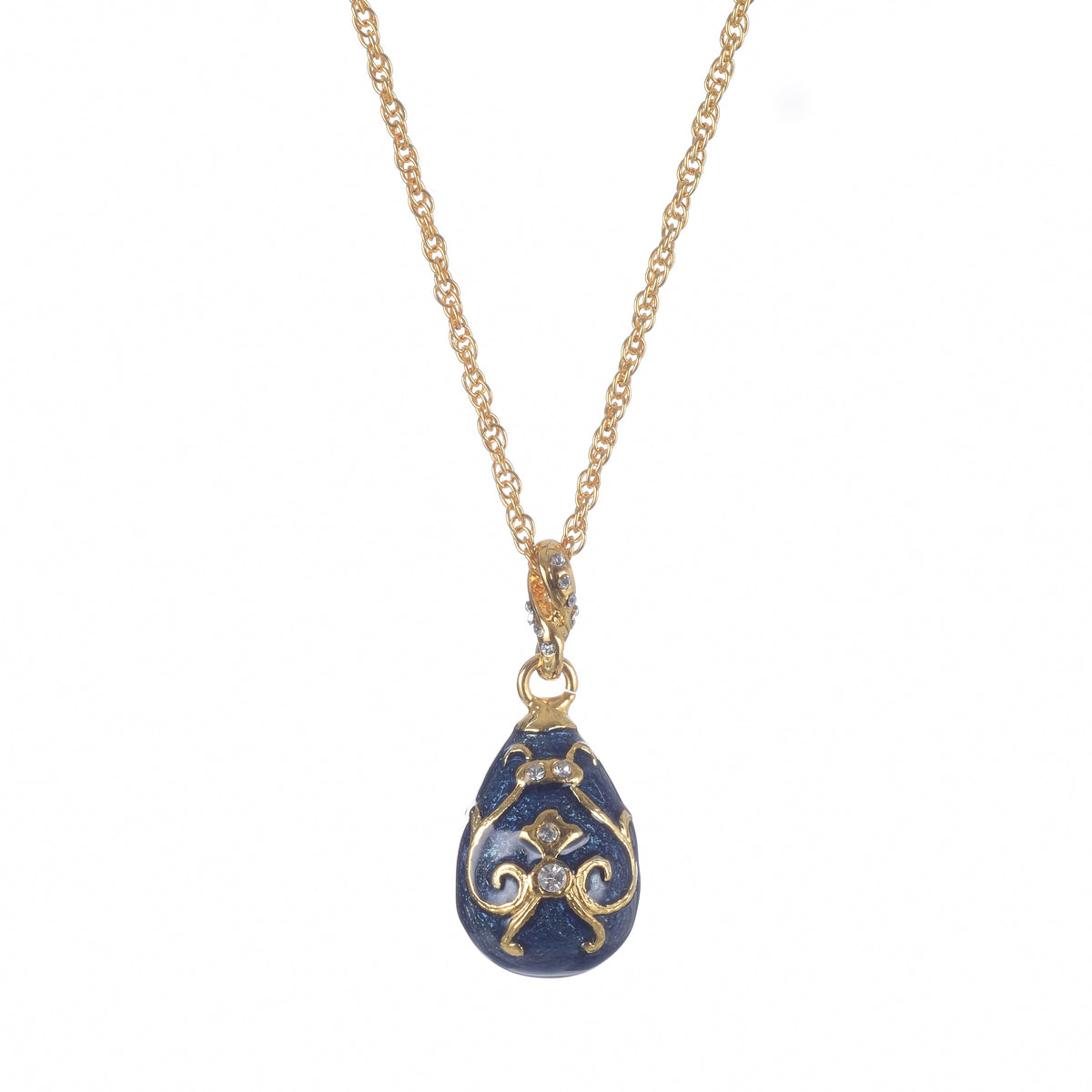 Blue & Gold Egg Pendant Necklace-0