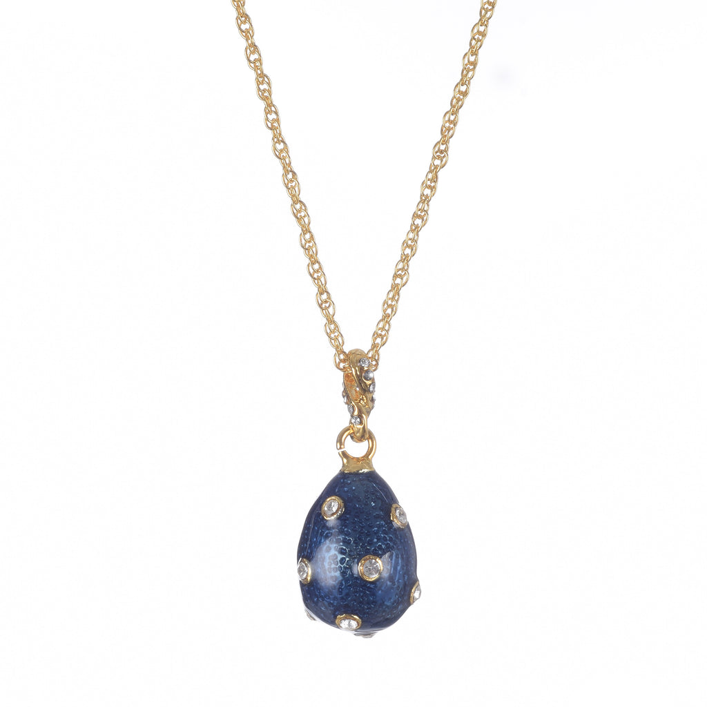 Gold & Blue Egg Pendant Necklace-0
