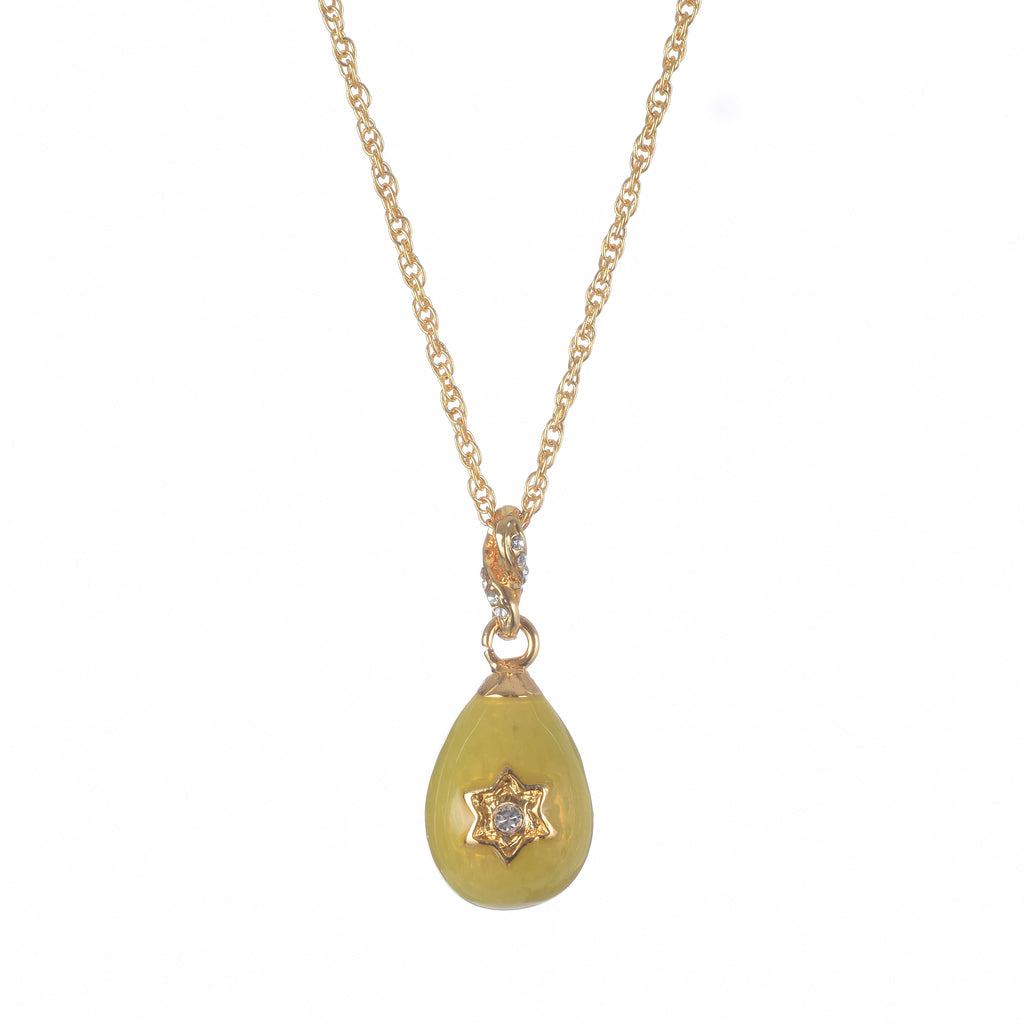 Yellow Egg Star of David Pendant Gold Necklace-0