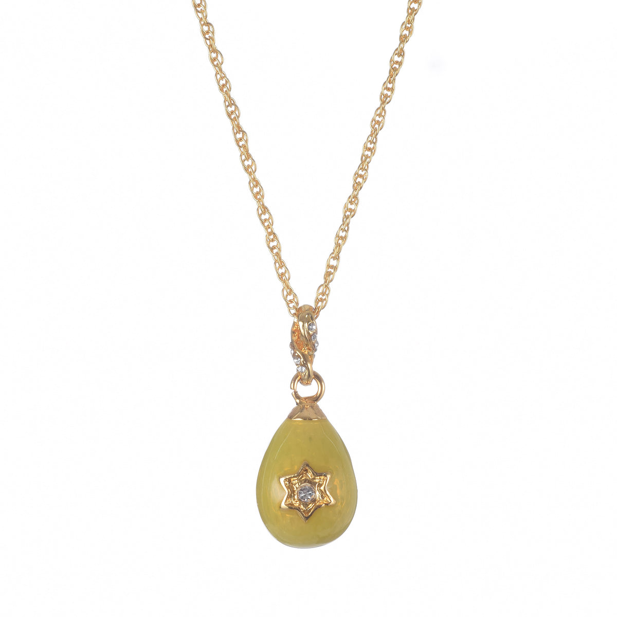 Yellow Egg Star of David Pendant Gold Necklace-0