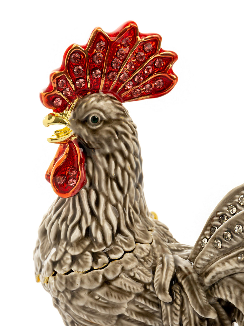 Gray Rooster Jewelry Trinket Box-2