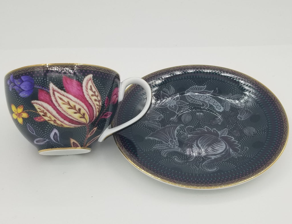 ESPRESSO CUP, Tea Cup & Saucer Black, Porcelain Handmade,Set of 2-2