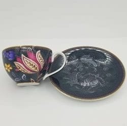 ESPRESSO CUP, Tea Cup & Saucer Black, Porcelain Handmade,Set of 2-3