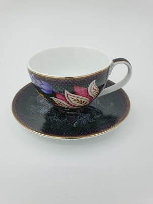 ESPRESSO CUP, Tea Cup & Saucer Black, Porcelain Handmade,Set of 2-1