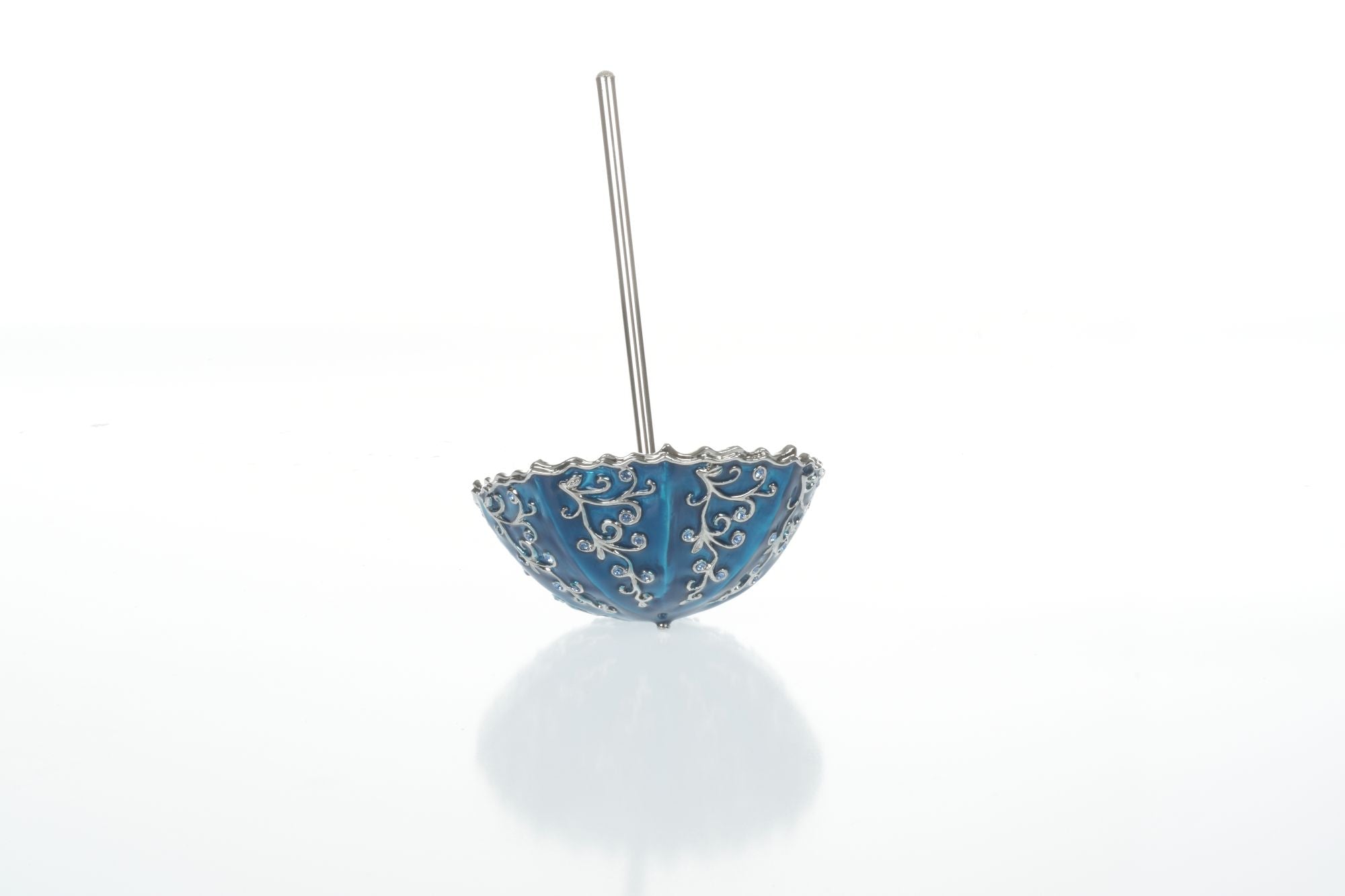 Blue Umbrella Trinket Box Handmade with Swarovski Crystals-2