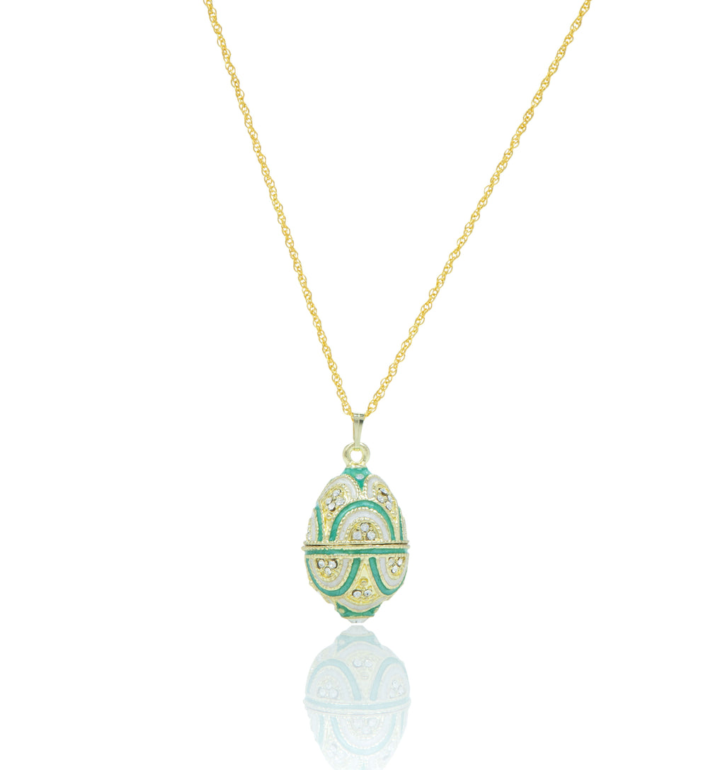 Gold & Light Blue Egg Pendant Necklace-3