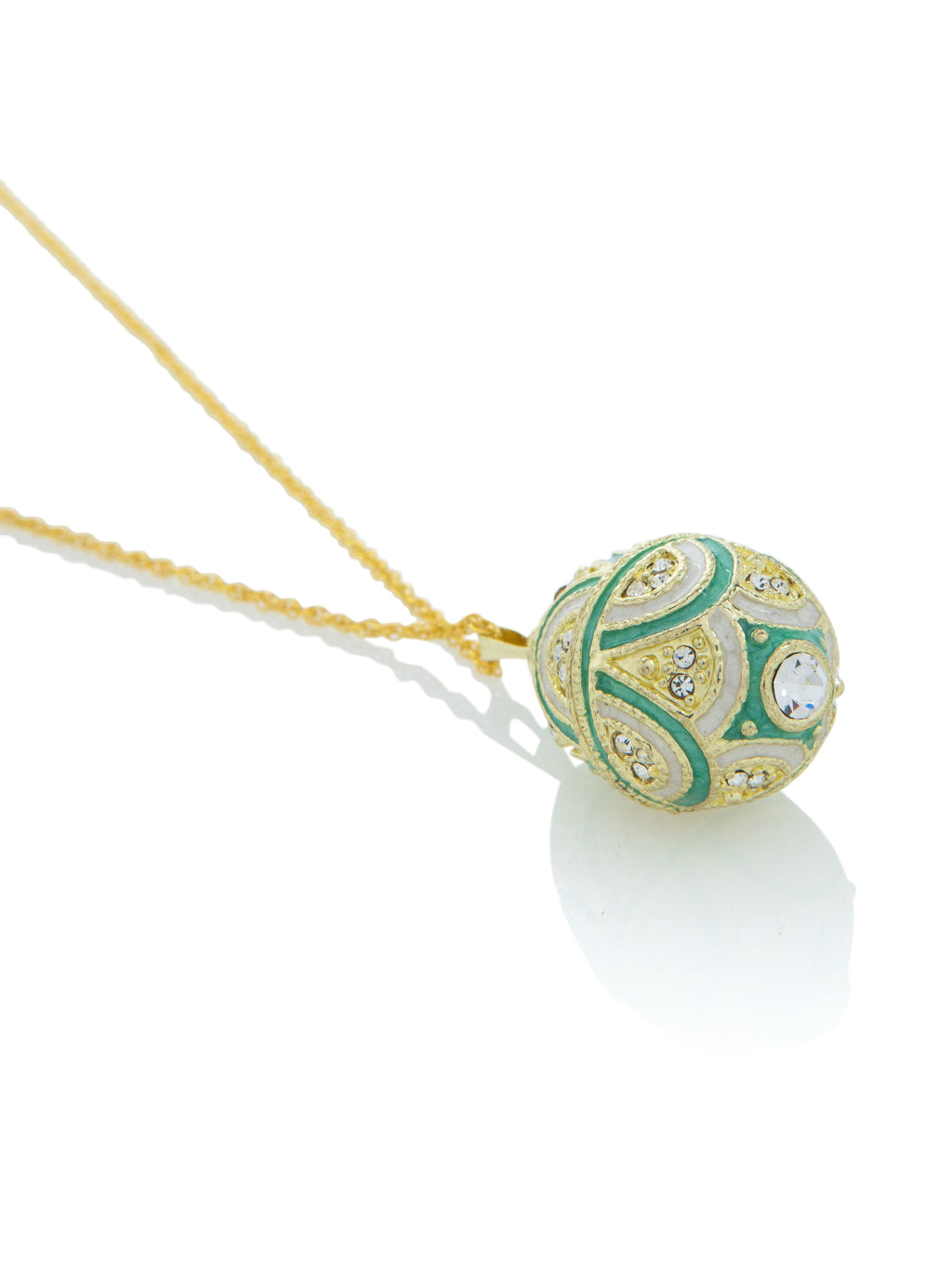 Gold & Light Blue Egg Pendant Necklace-2