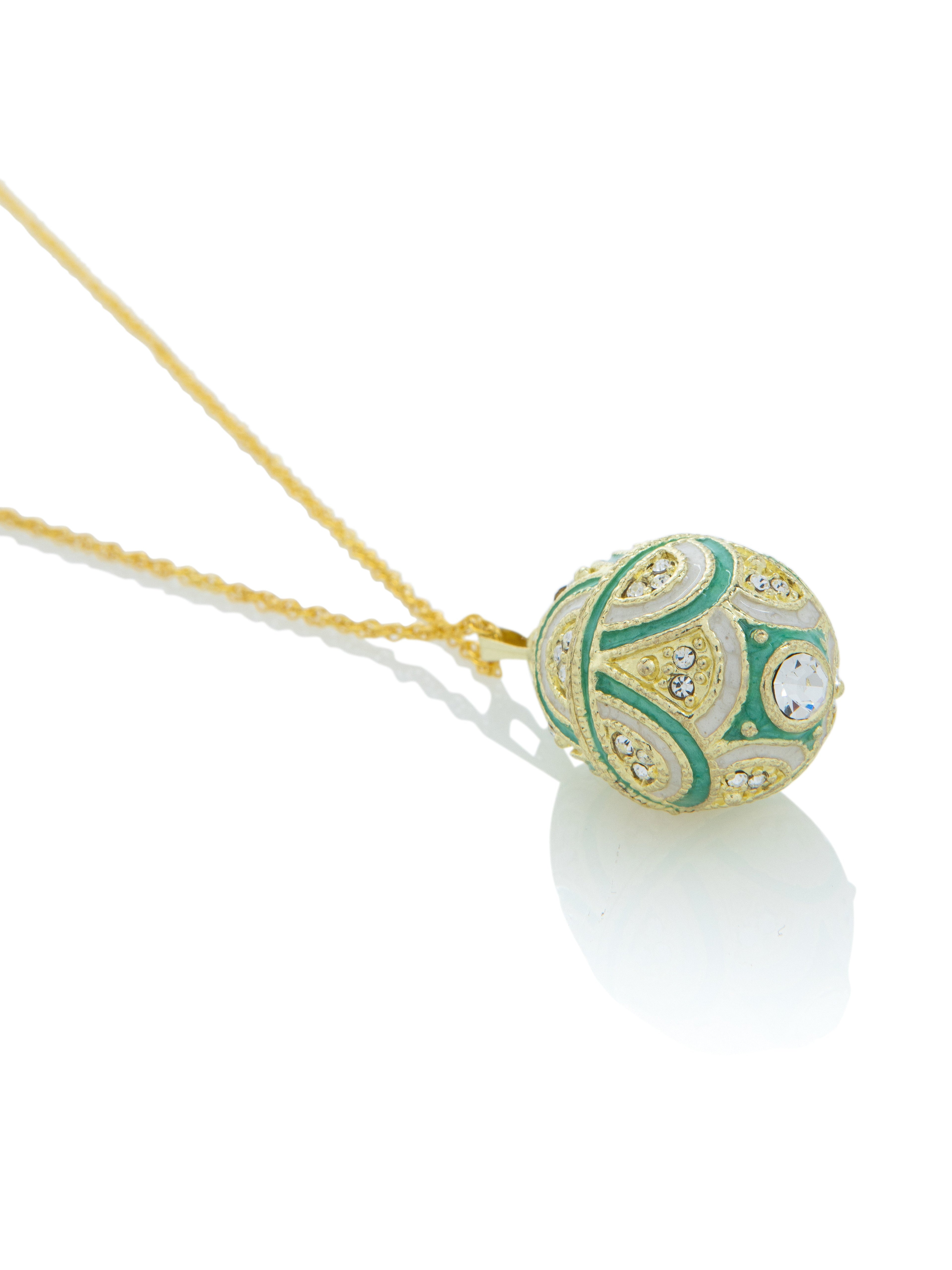 Gold & Light Blue Egg Pendant Necklace-2