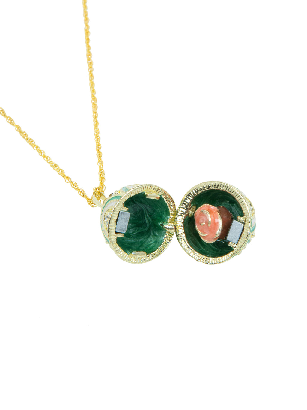 Gold & Light Blue Egg Pendant Necklace-1