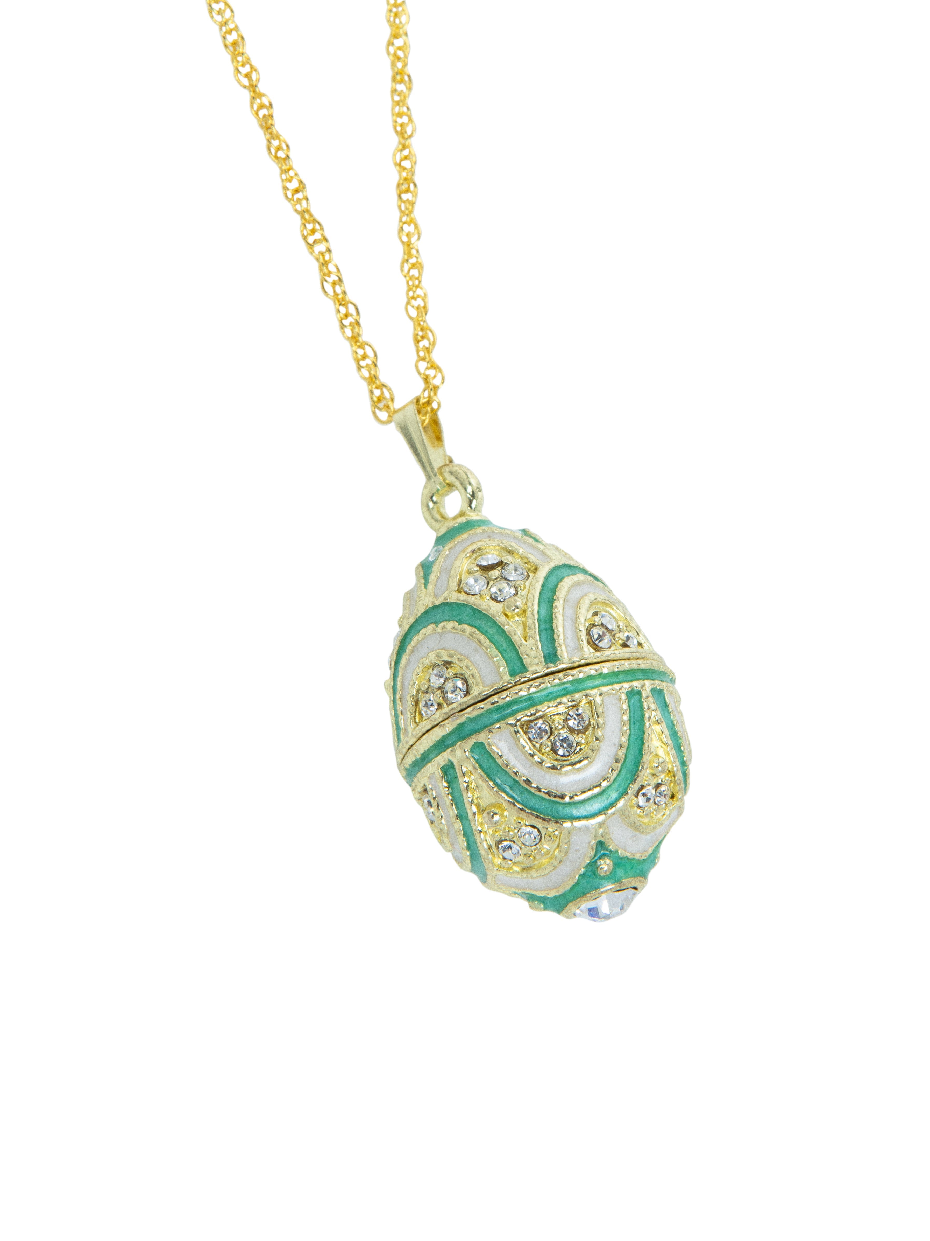 Gold & Light Blue Egg Pendant Necklace-0