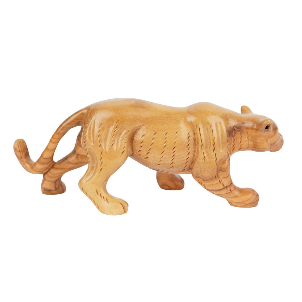 Handgeschnitzter Puma aus Olivenholz (klein) – Kunstvolle Holzskulptur aus Bethlehem (7x20 cm)-2