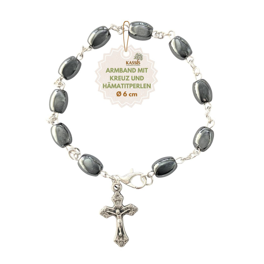 Armband mit ovalen Hämatit-Perlen – Handgefertigt in Bethlehem-0