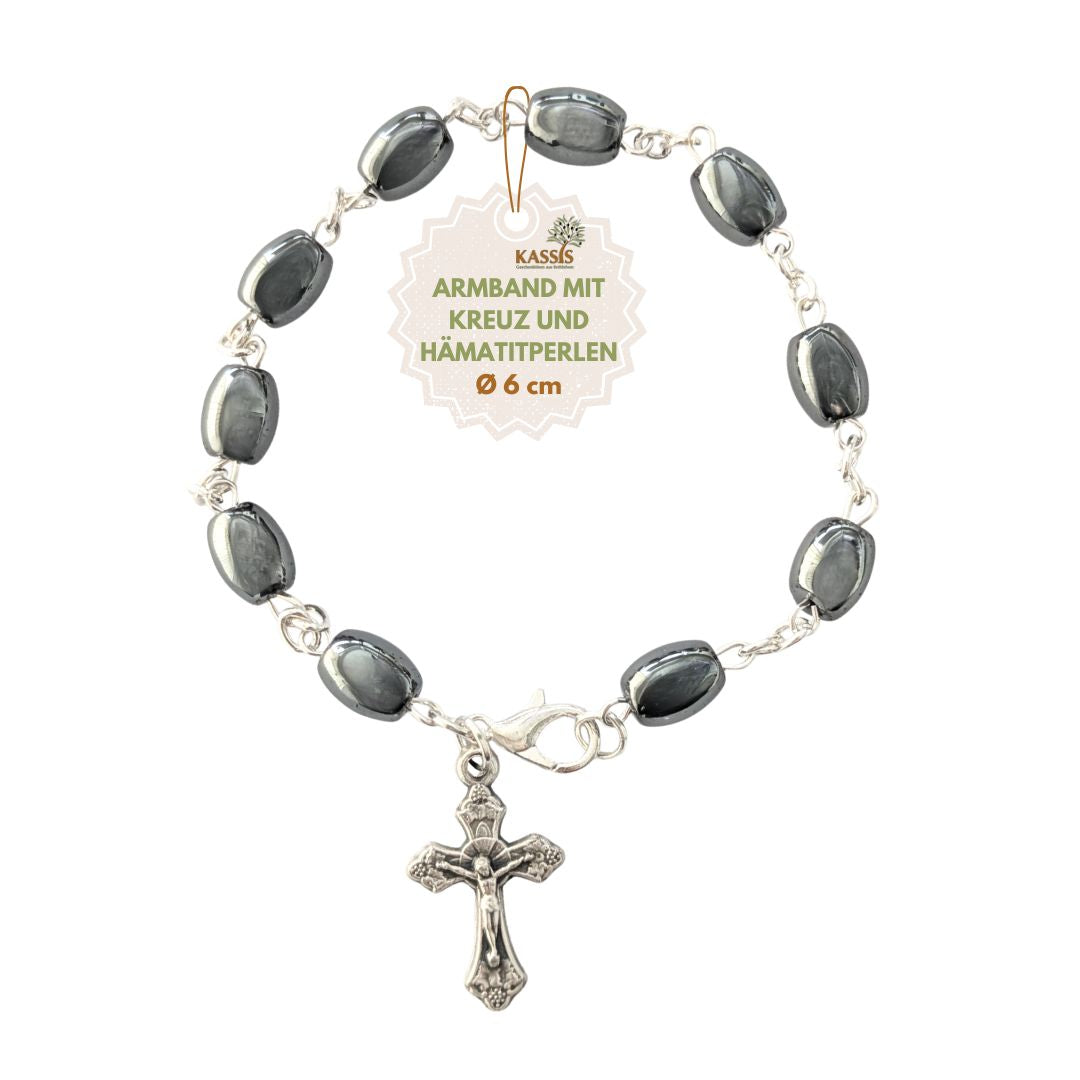 Armband mit ovalen Hämatit-Perlen – Handgefertigt in Bethlehem-0