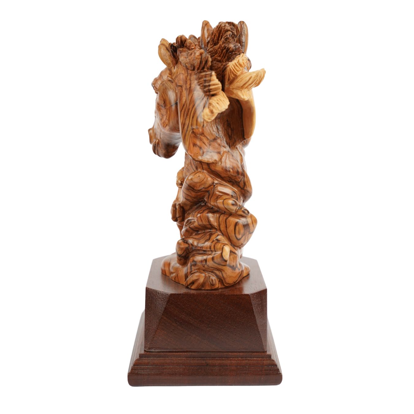 Pferde-Duo aus Olivenholz – Handgeschnitzte Skulptur aus Bethlehem (26 cm)-3