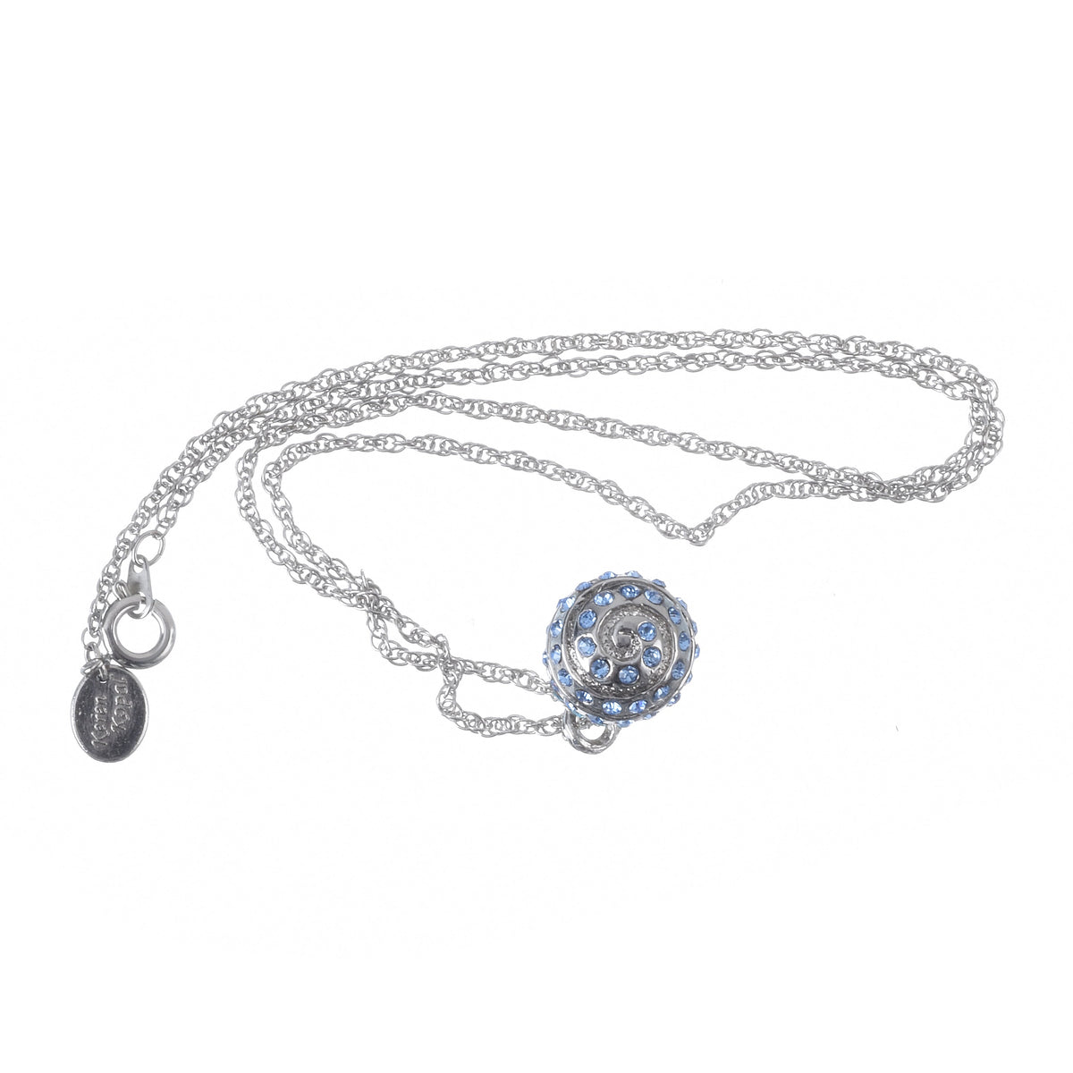 Silver Egg with blue crystals Pendant Necklace-4