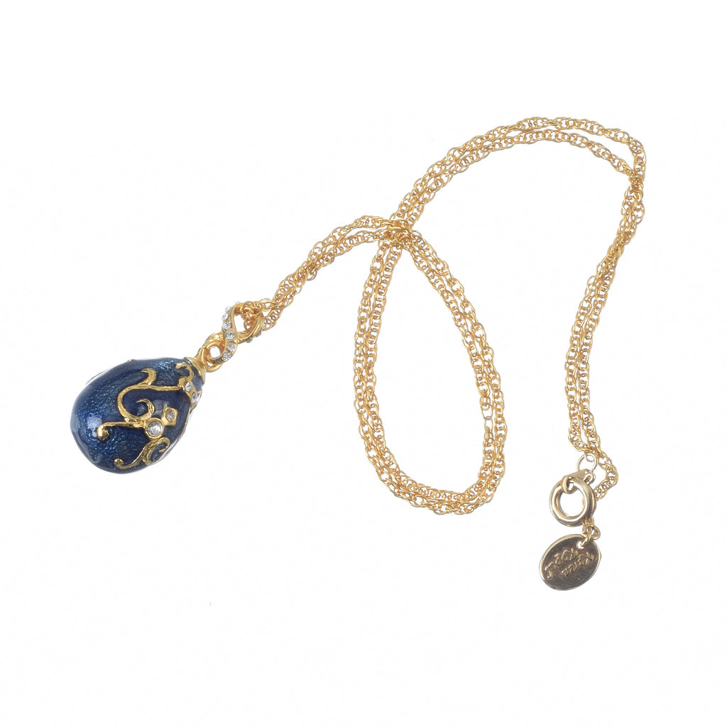 Blue & Gold Egg Pendant Necklace-2