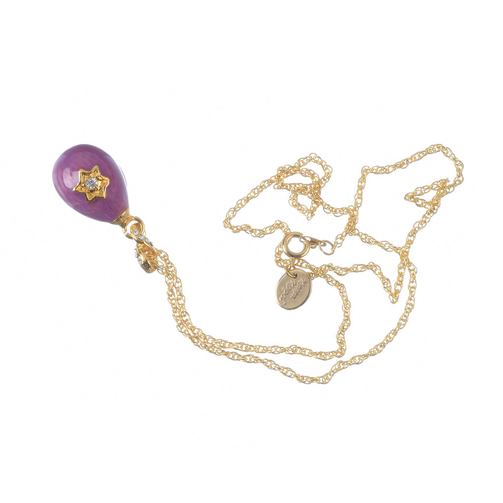 Purple Egg Star of David Pendant Gold Necklace-2