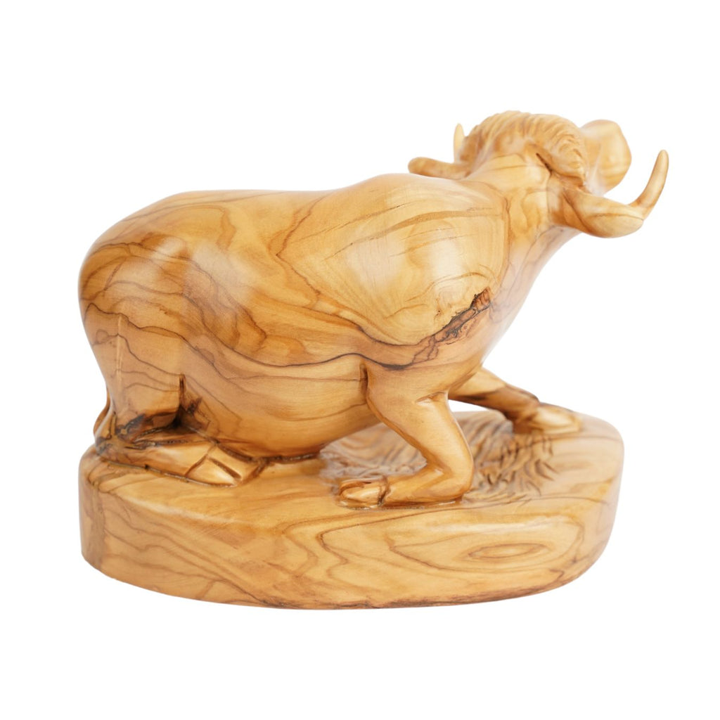 Handgeschnitzter Ochse aus Olivenholz – Exklusive Holzskulptur aus Bethlehem (18 cm)-3