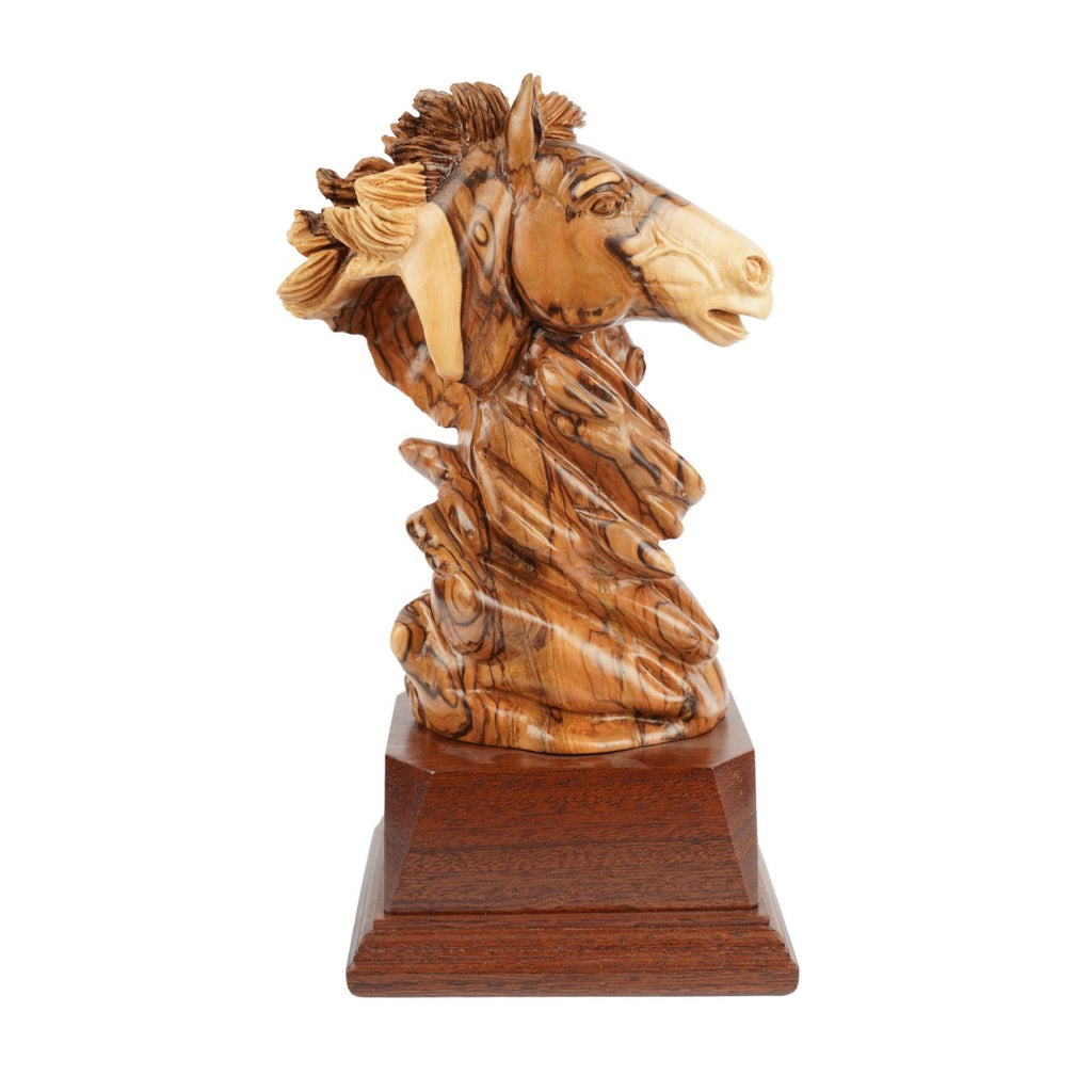 Pferde-Duo aus Olivenholz – Handgeschnitzte Skulptur aus Bethlehem (26 cm)-2