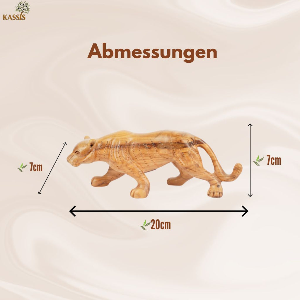 Handgeschnitzter Puma aus Olivenholz (klein) – Kunstvolle Holzskulptur aus Bethlehem (7x20 cm)-4