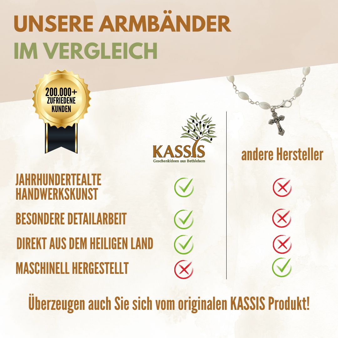 Armband mit Perlmutt-Perlen und Kreuz – Handgefertigt in Bethlehem-4