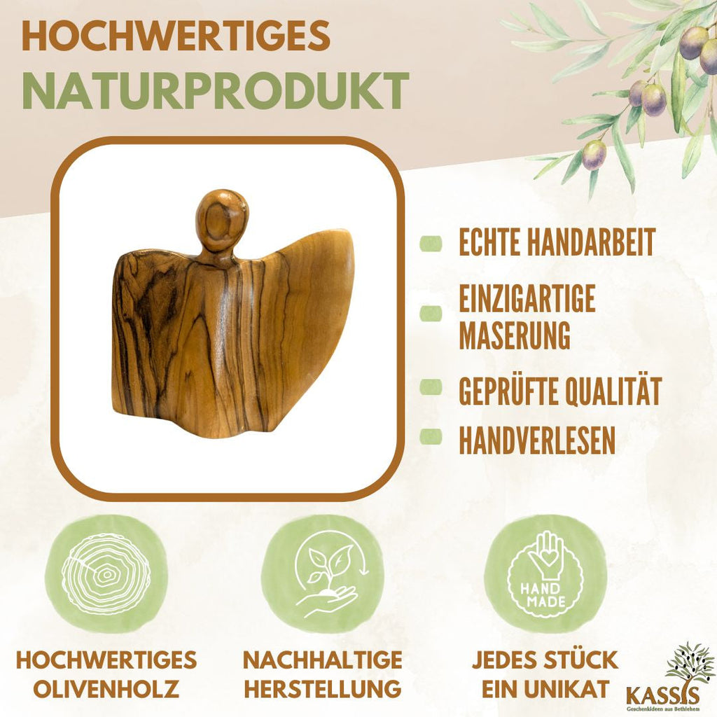 Geflügelter Engel Figur aus Olivenholz - hergestellt in Bethlehem-2