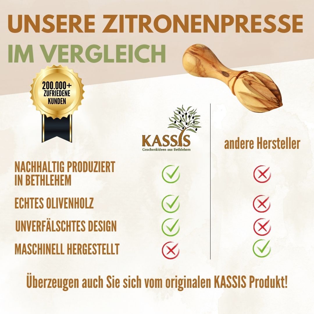 Olivenholz Zitronenpresse Zitruspresse aus Olivenholz-3
