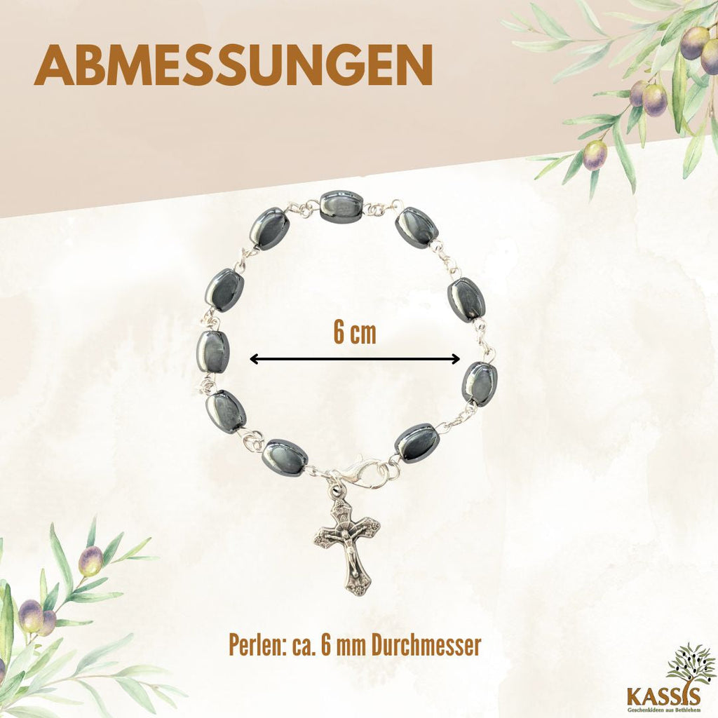 Armband mit ovalen Hämatit-Perlen – Handgefertigt in Bethlehem-2