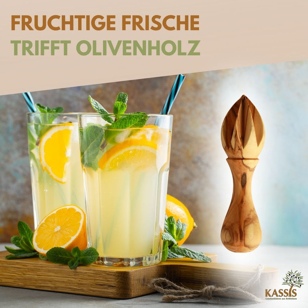 Olivenholz Zitronenpresse Zitruspresse aus Olivenholz-4