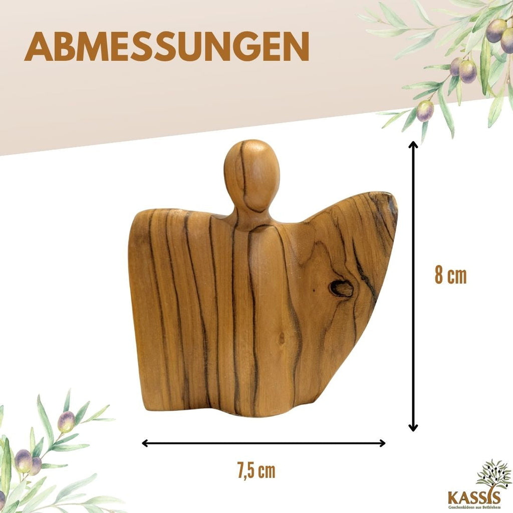 Geflügelter Engel Figur aus Olivenholz - hergestellt in Bethlehem-4