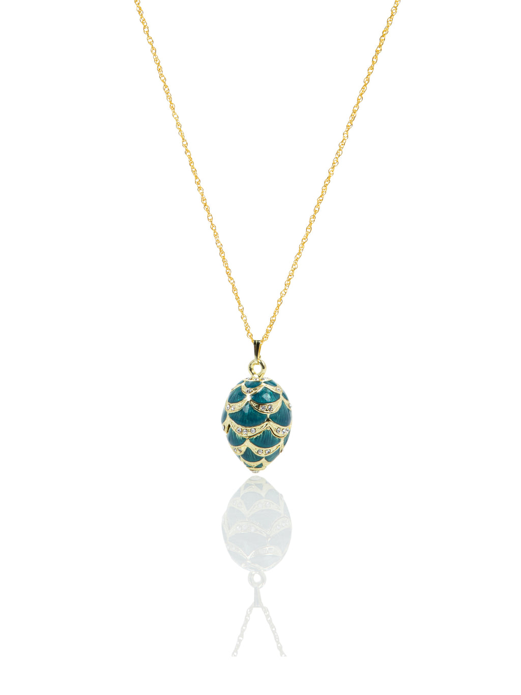 Gold & Light Blue Egg Pendant Necklace-2