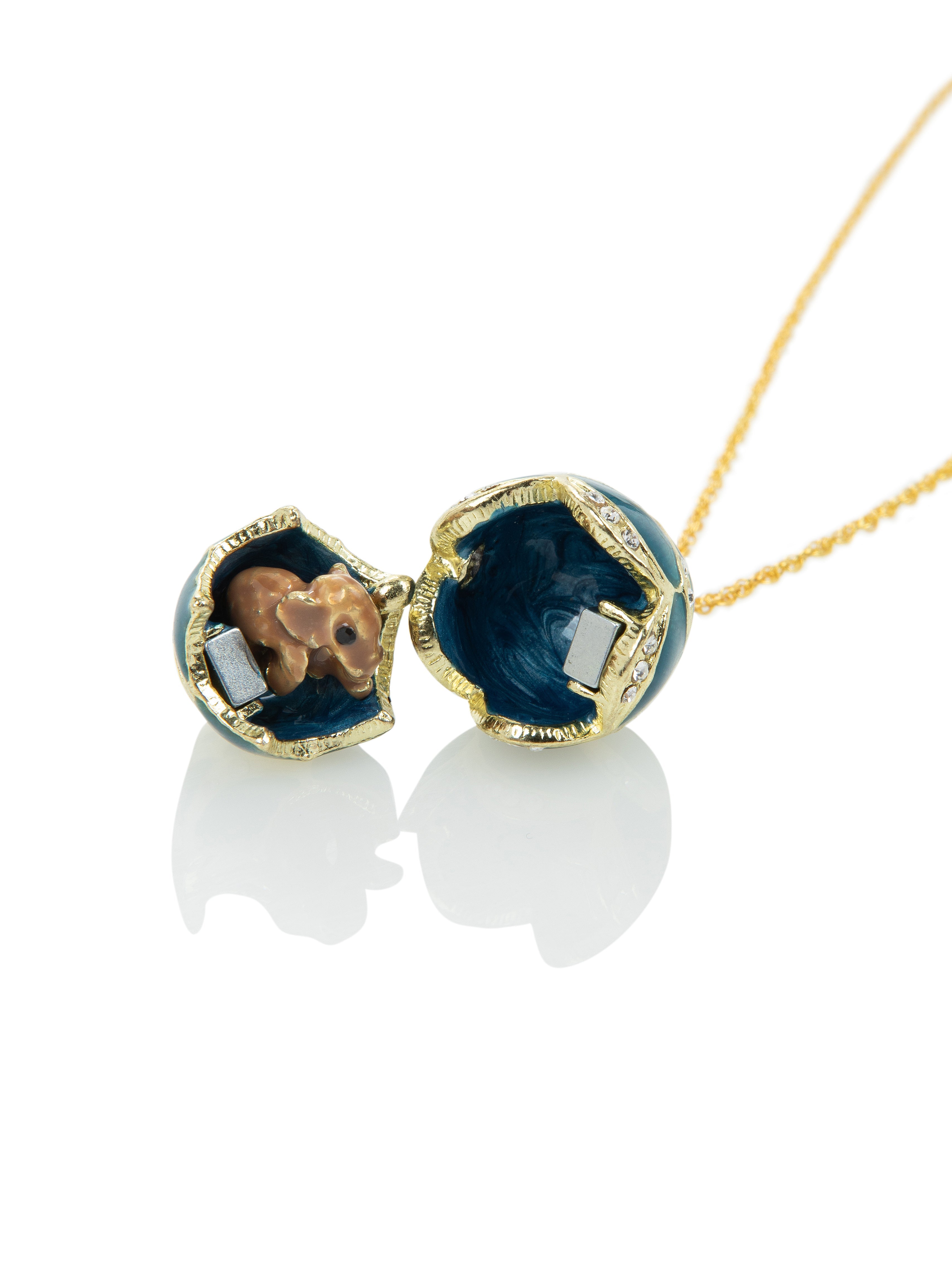 Gold & Light Blue Egg Pendant Necklace-1