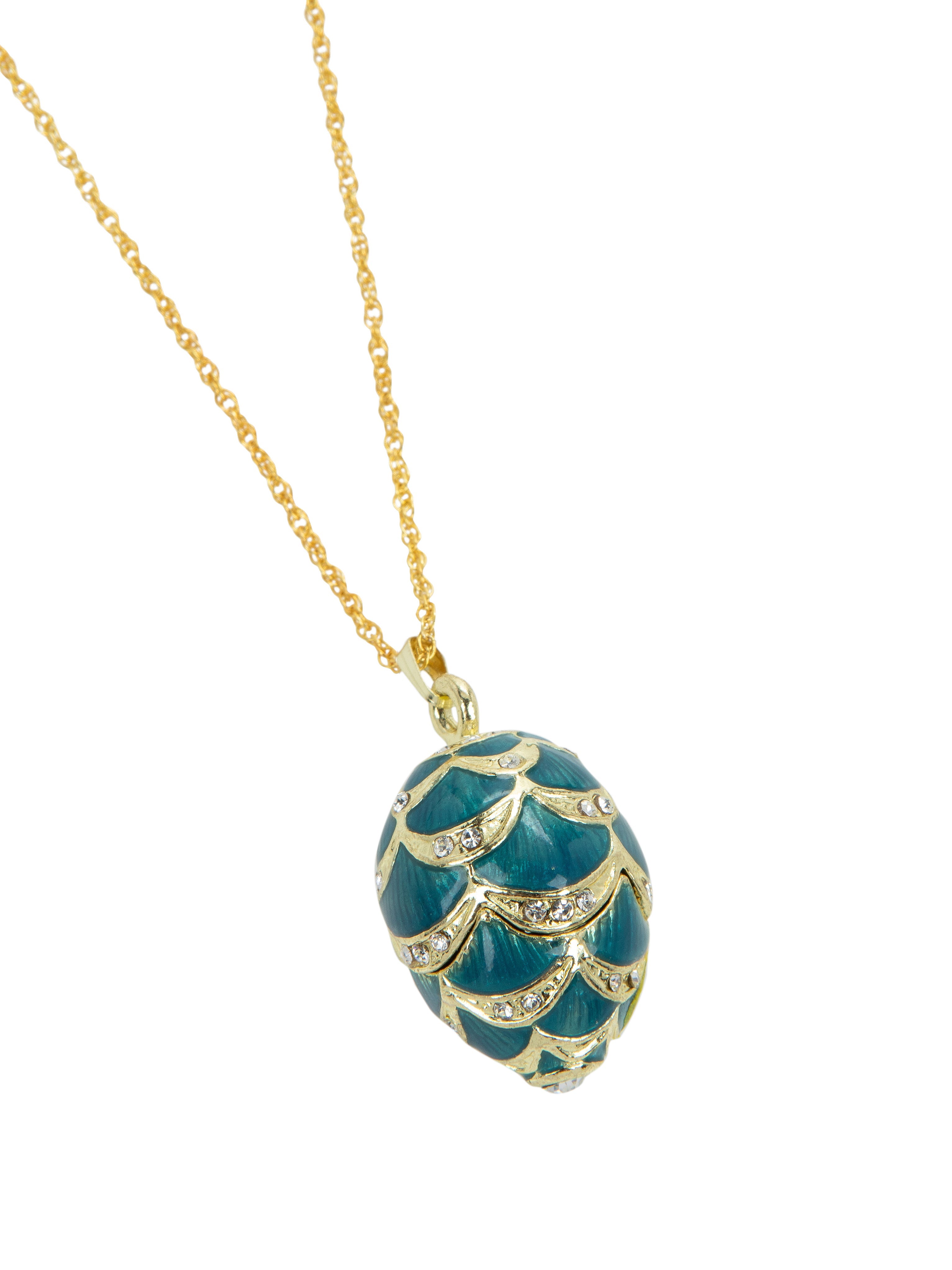 Gold & Light Blue Egg Pendant Necklace-0