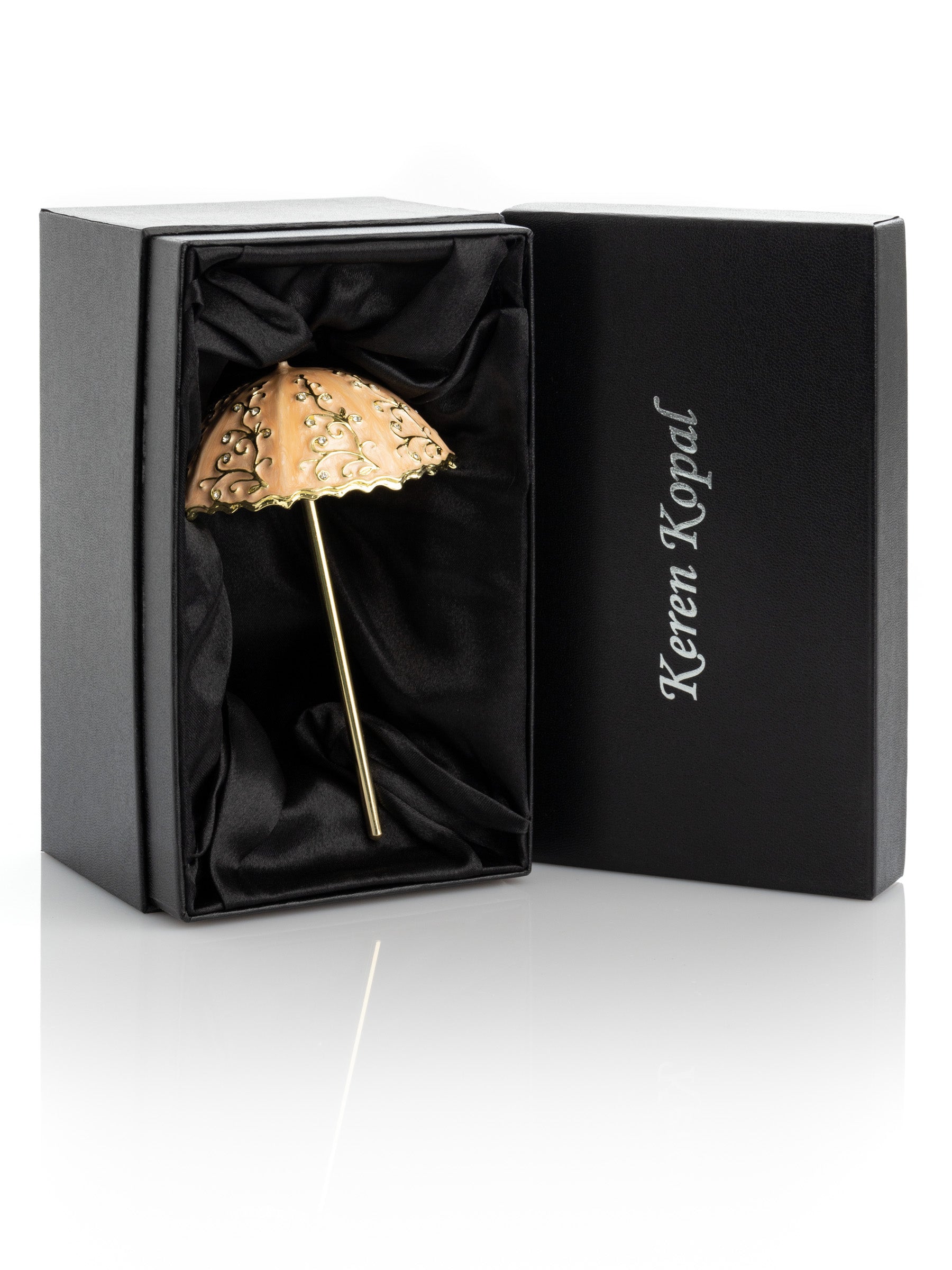 Pink Umbrella Trinket Box Handmade with Swarovski Crystals-3