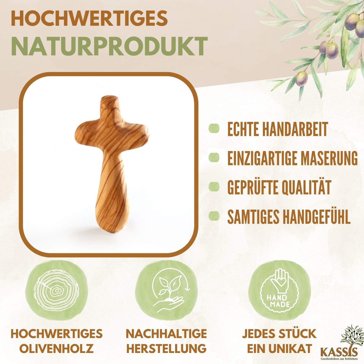 Zweite Wahl: Kreuz-Handschmeichler aus Olivenholz – mit kleinen Makeln-1