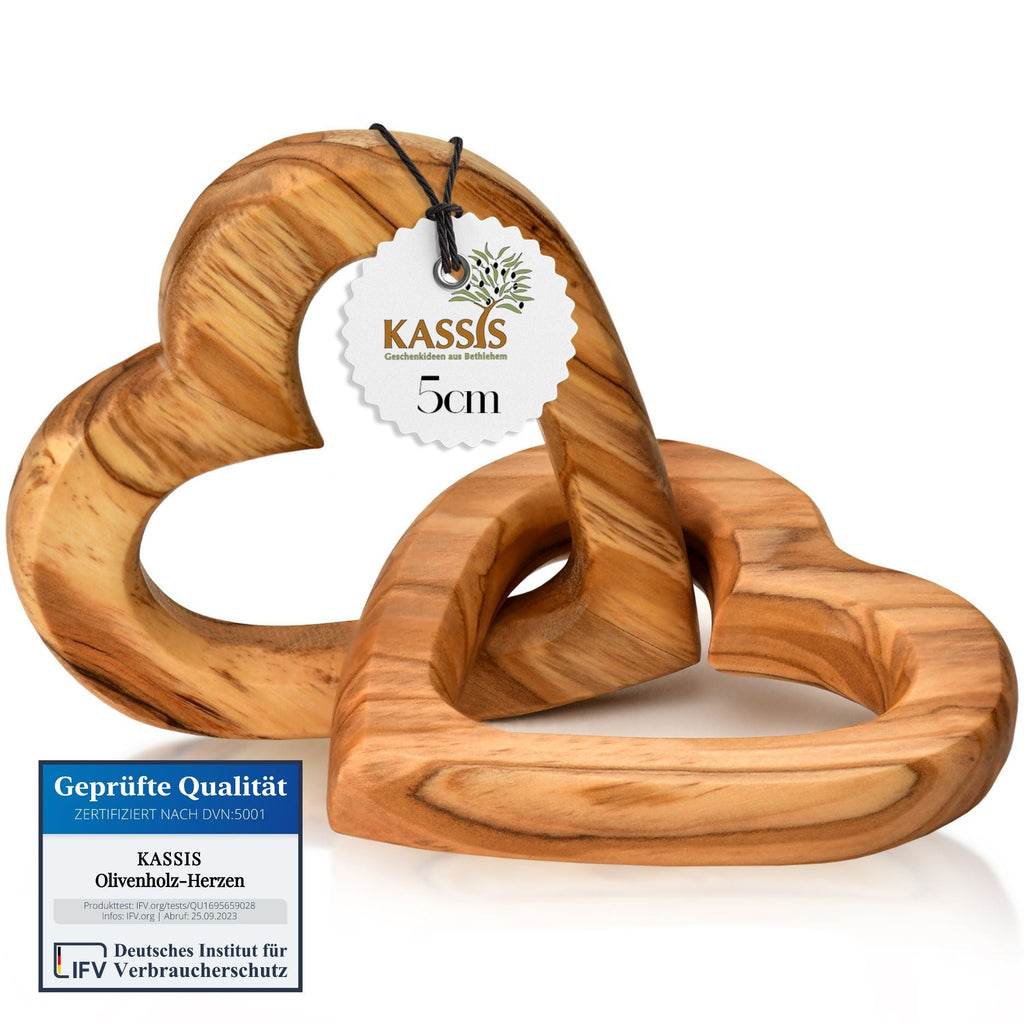 Olive wood connected hearts, a beautiful gift for weddings, engagements, anniversaries, and Valentine's Day.-0