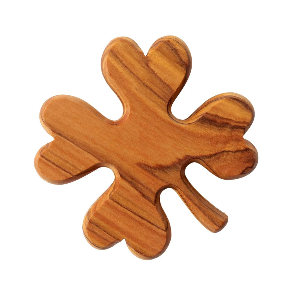 Kleeblatt als Glücksbringer aus Olivenholz-0