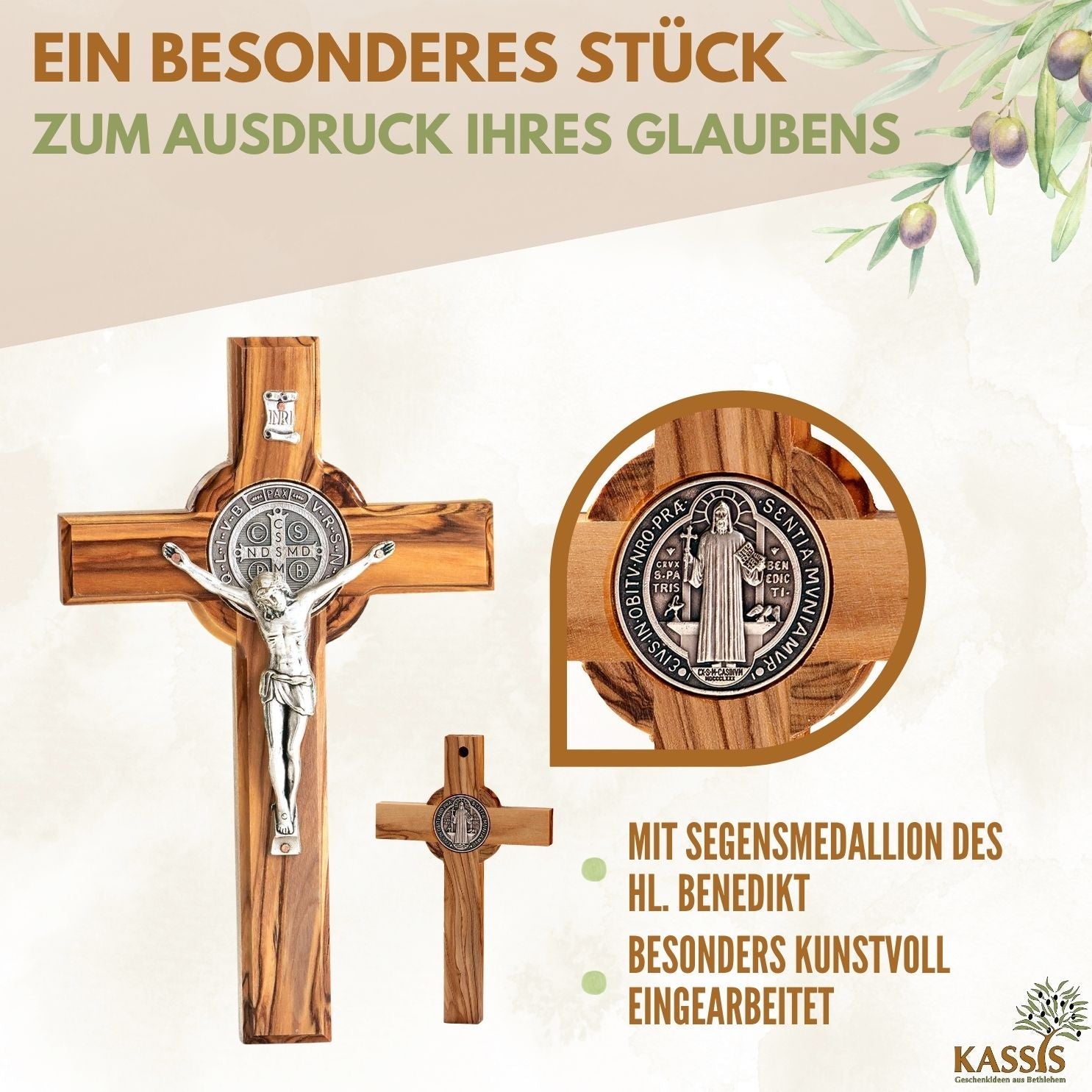 St. Benedikt Kreuz aus Olivenholz-4