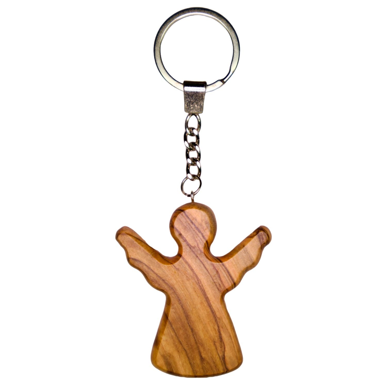 Olive wood keychain, worry stone, guardian angel-0