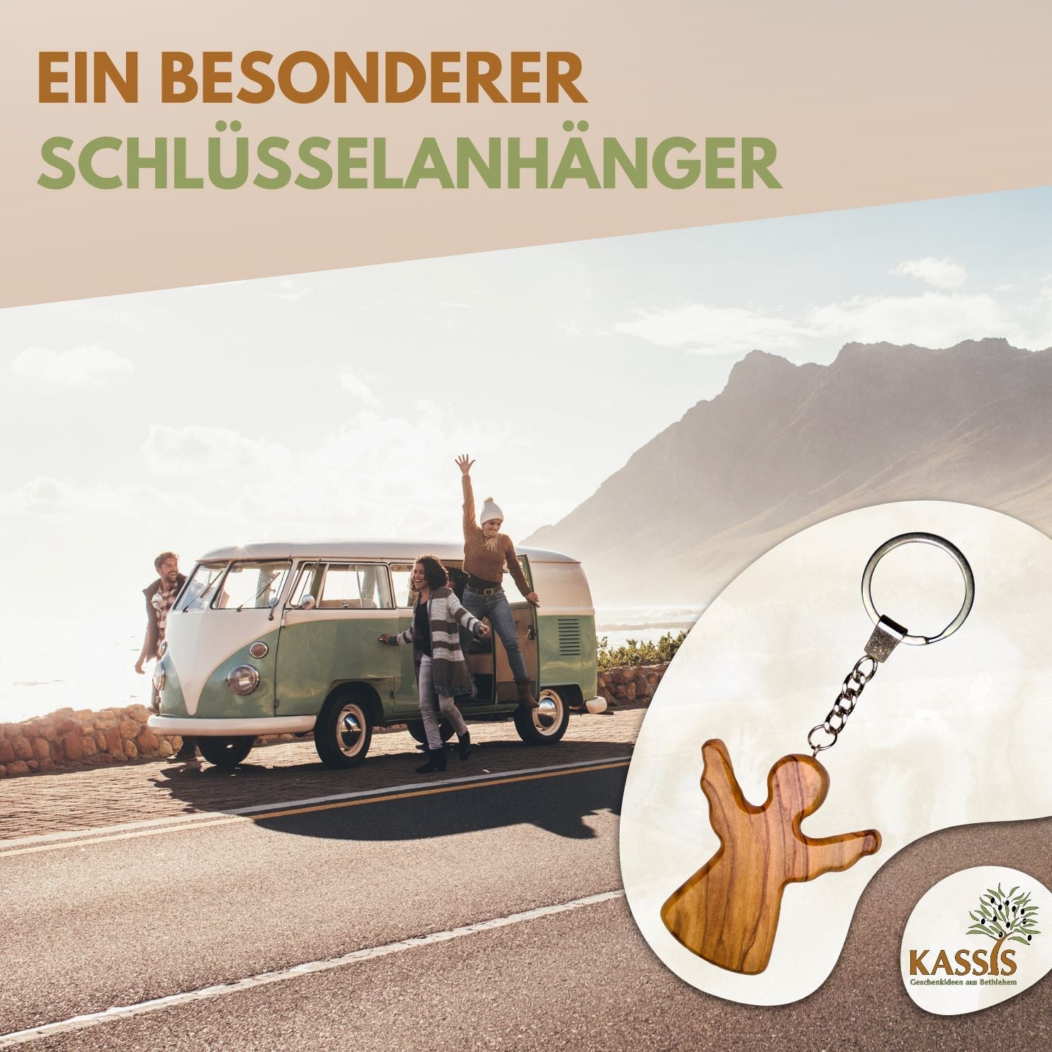 Schlüsselanhänger Handschmeichler Schutzengel aus Olivenholz-4