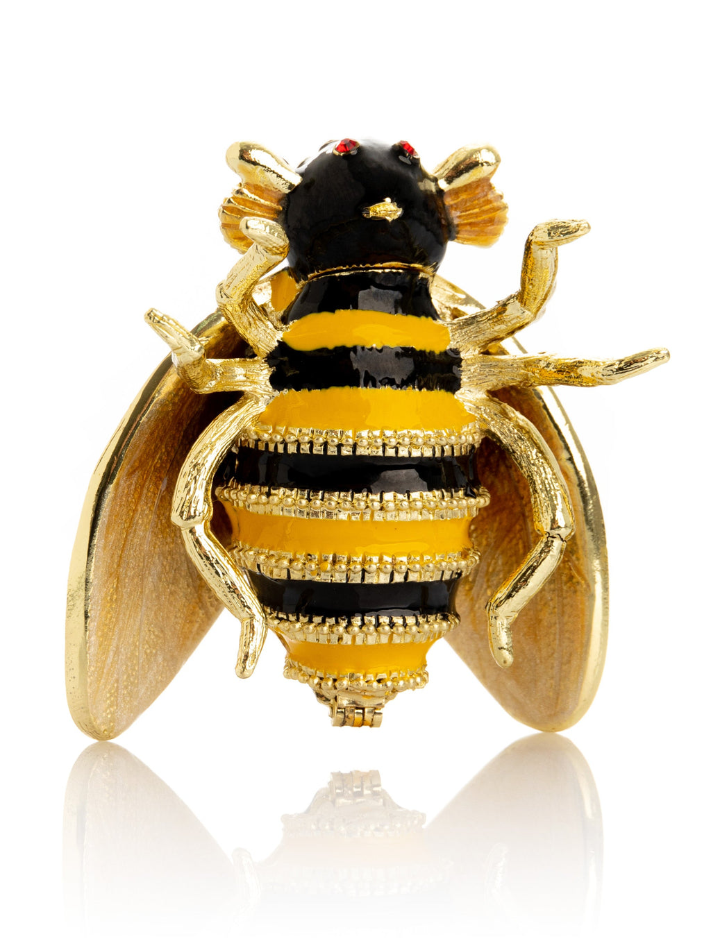 Gold & Black Enamel Honey Bee Queen Trinket Box-1