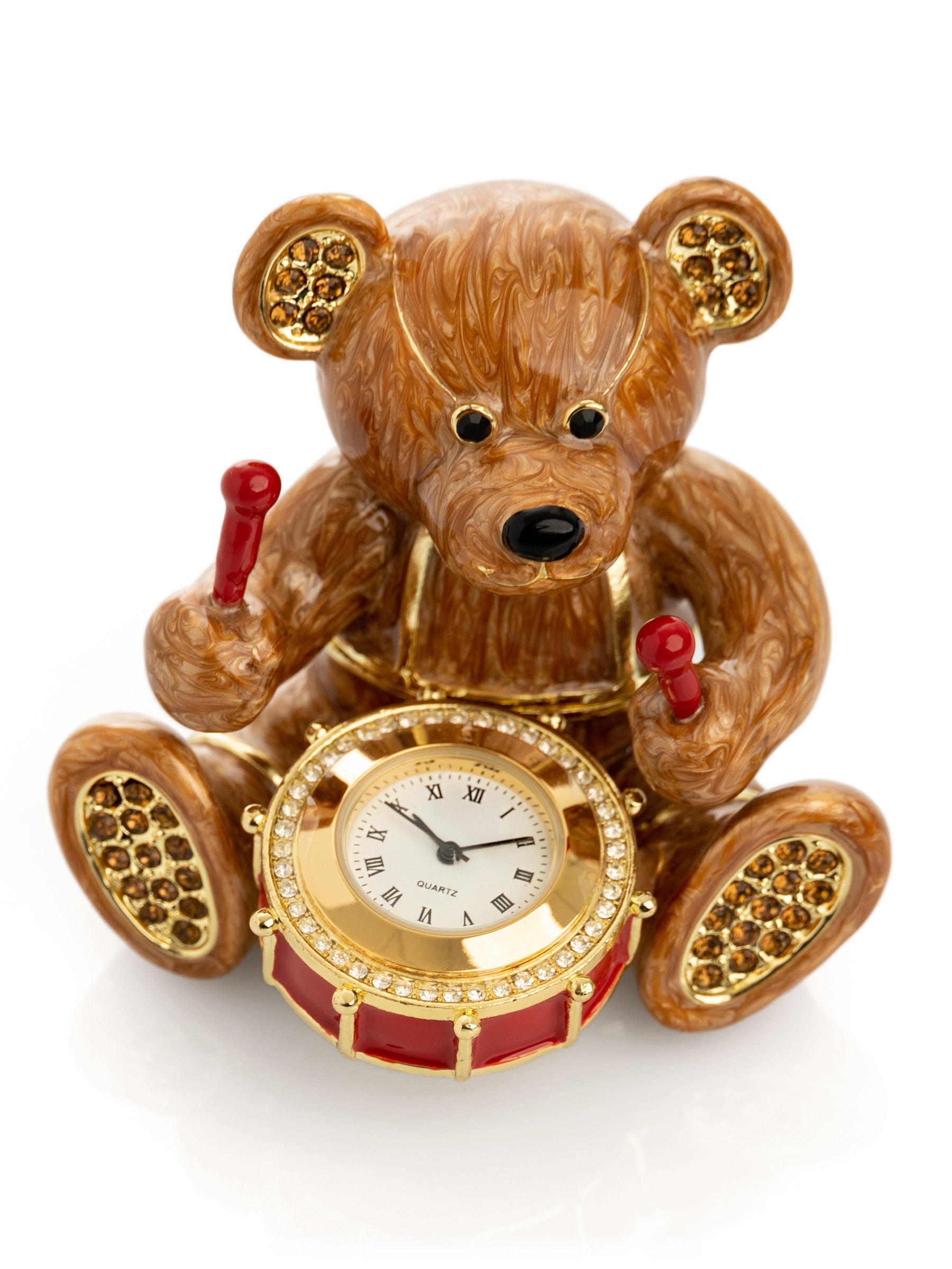Brown Bear with Clock in a Drum-2